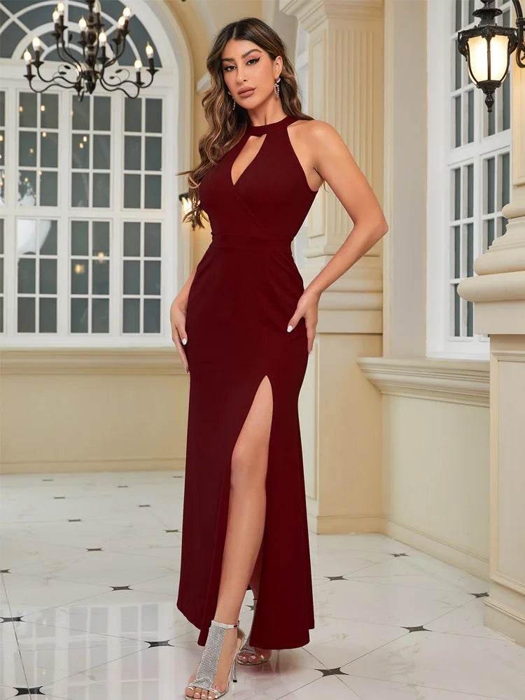Buy Center Women's Elegant Evening Dresses - Sleeveless High Neck Style - Buy Center UK
