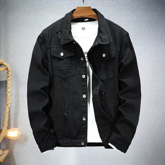 Buy Center Men's Black Jeans Jacket - Trendy Loose Fit, Multi-Pocket - Buy Center UK