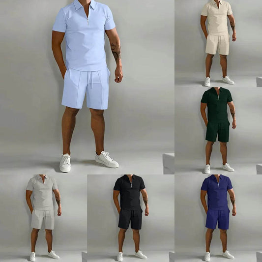 Buy Center Men's Summer Casual Sports Suit - Stylish Polo & Shorts Set - Buy Center UK