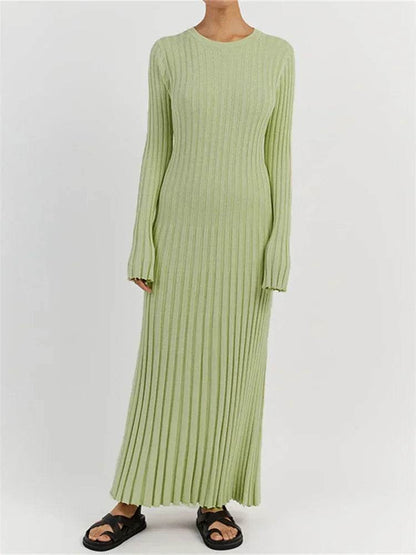 Tossy Lace-Up Knit Maxi Dress - High Waist Autumn Fashion Chic - Buy Center UK
