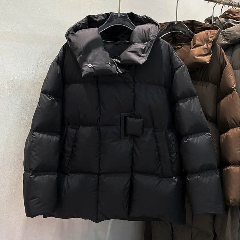 Janveny Women's 90% White Duck Down Jacket - Oversized Puffer Coat - Buy Center UK