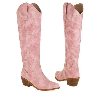 Buy Center Brown PU Leather Knee High Boots - Pointed Toe Design - Buy Center UK
