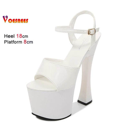Voesnees Sexy High Heel Platform Sandals - 18CM Square Heel - Buy Center UK