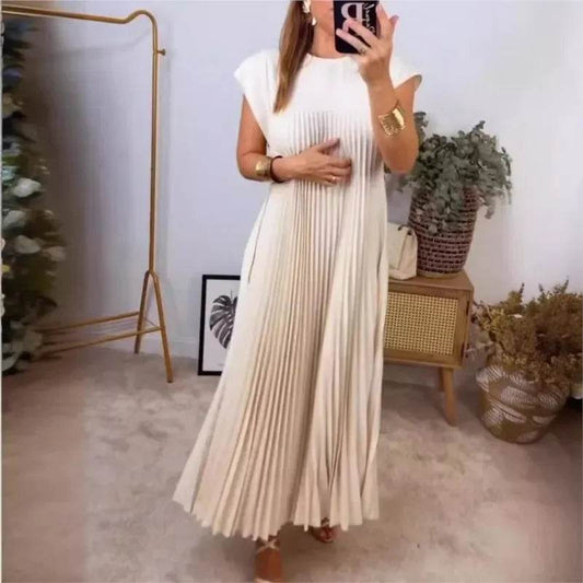 Buy Center Women's Sleeveless Maxi Dress - Loose, Pleated & Chic - Buy Center UK