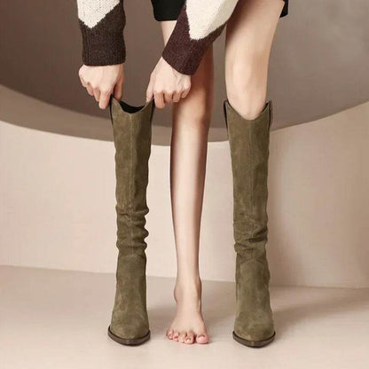 Buy Center Women's Vintage Knee-High Boots - Elegant Slim Fit Style - Buy Center UK