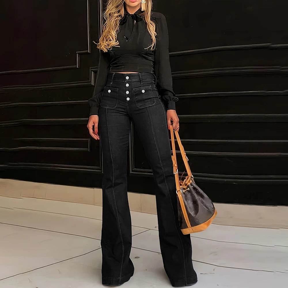 Buy Center Women’s High Waist Wide Leg Denim Pants - Trendy Fashion 2025 - Buy Center UK