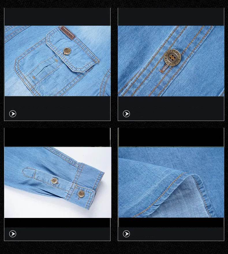 Buy Center Plus Size 5XL Loose Denim Shirt - High Quality, Cotton Comfort - Buy Center UK