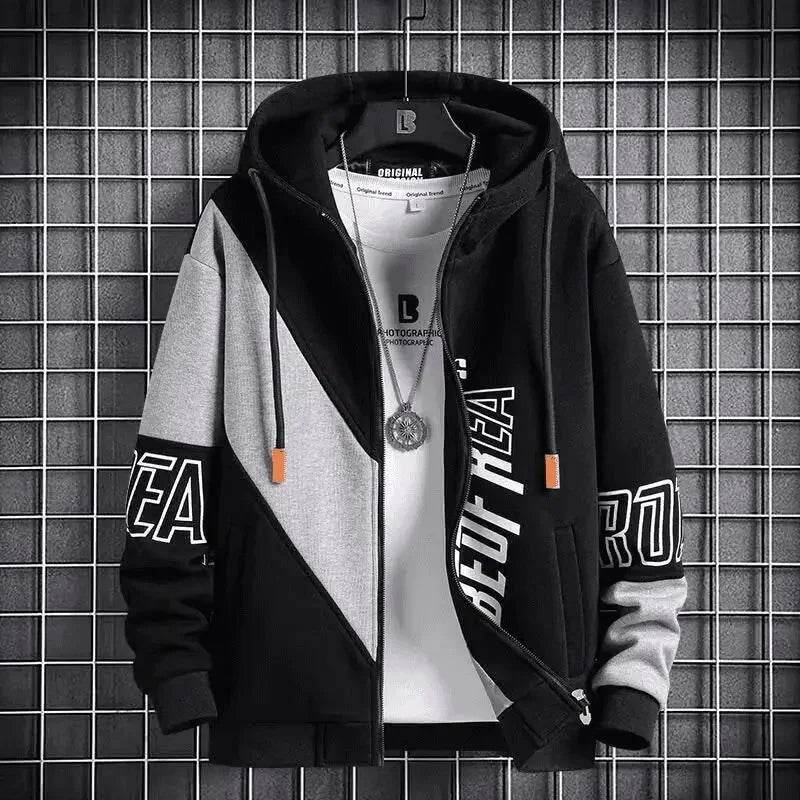 Buy Center Trendy Letter Print Hooded Jacket - Loose Fit Cardigan - Buy Center UK