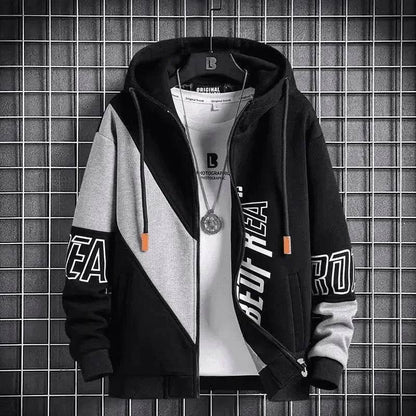 Buy Center Trendy Letter Print Hooded Jacket - Loose Fit Cardigan - Buy Center UK