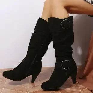 2025 Women’s Knee High Boots - High-Quality Faux Suede, Side Zip - Buy Center UK