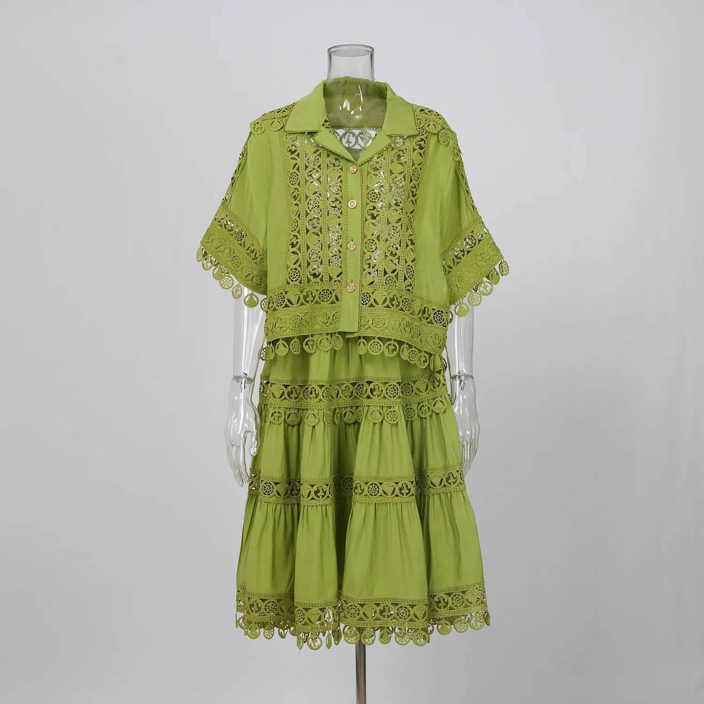 Luxury Hollow Out Dress Two Piece Set - Elegant Summer Outfit - Buy Center UK