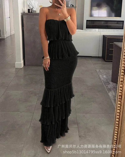Buy Center Summer Women's Ruffled Dress - Stylish Tube Top Design - Buy Center UK