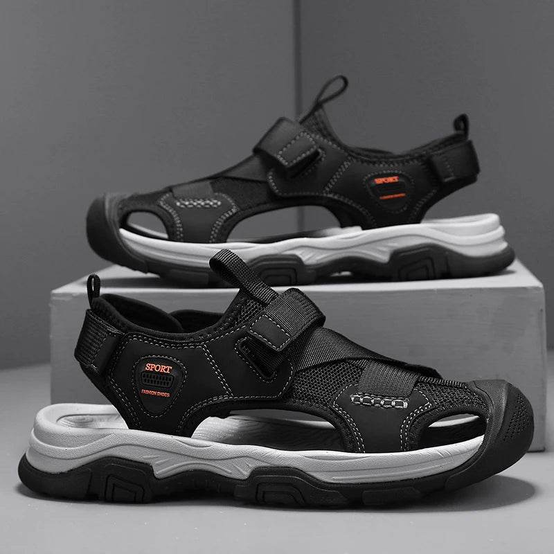 Buy Center Men's Leather Sandals - Casual Outdoor Beach Shoes - Buy Center UK