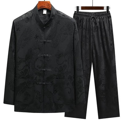 Buy Center Casual Ice Silk Tang Suit - Plus Size, Loose Fit for Men - Buy Center UK