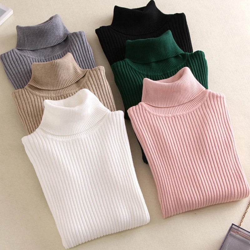 Buy Center Women’s Knit Turtleneck Sweater - Cozy Autumn Winter Jumper - Buy Center UK