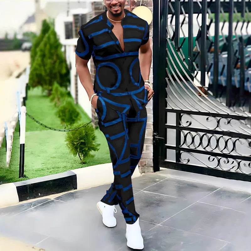 2024 Summer Fashion Men's Set - Stripe Shirt & Pants Outfit S-3XL - Buy Center UK