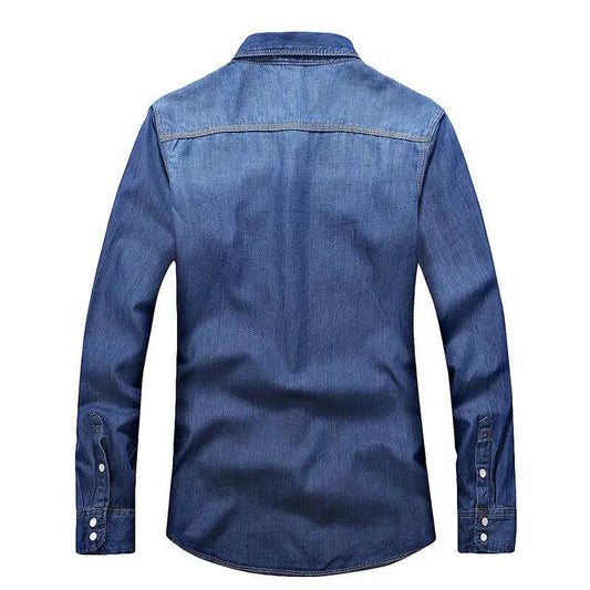 Buy Center Slim Fit Denim Shirt for Men - Casual Cotton Long Sleeve - Buy Center UK