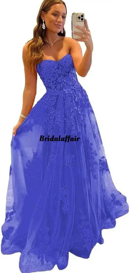 Elegant Orange Lace Appliques Prom Dress - Sweetheart A-Line Gown - Buy Center UK