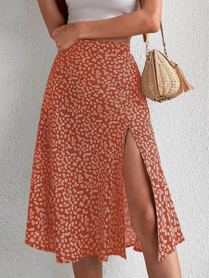 Buy Center Women's Floral A-Line Skirt - Versatile Zipper Design - Buy Center UK