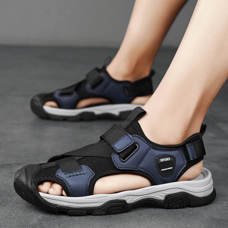 Buy Center Men's Genuine Leather Sandals - Casual Beach Shoes - Buy Center UK