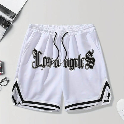 LOS ANGELES Print Men's Casual Shorts – Loose Fit with Drawstring - Buy Center UK