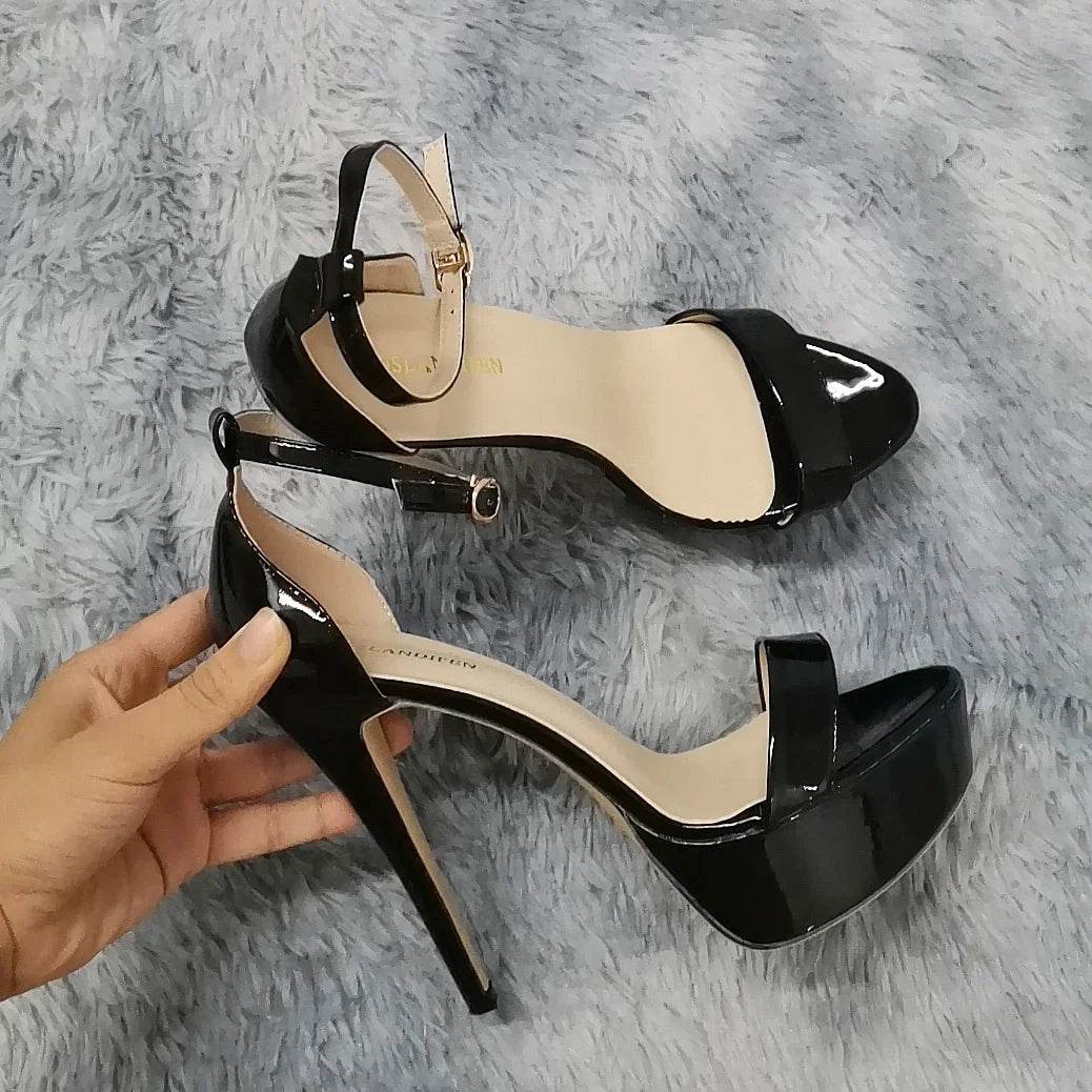 Buy Center Women’s Sexy Open Toe High Heel Sandals - Patent Leather - Buy Center UK