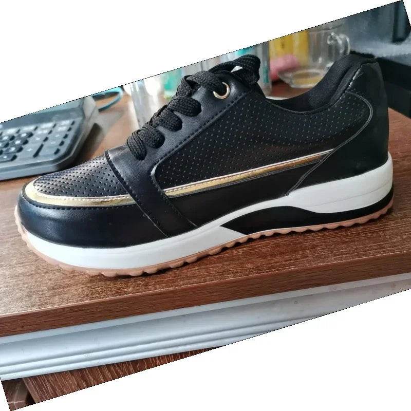 Buy Center Women’s Round Toe Flat Platform Sneakers - Casual Lace-Up - Buy Center UK