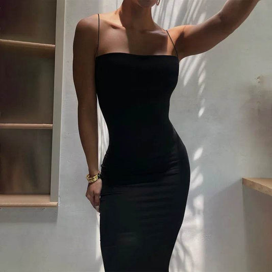 Buy Center Black Summer Dress - Backless Spaghetti Strap Chic Style - Buy Center UK