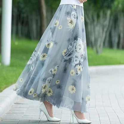 Elegant Floral Chiffon Skirt - Ankle Length for Spring & Summer - Buy Center UK
