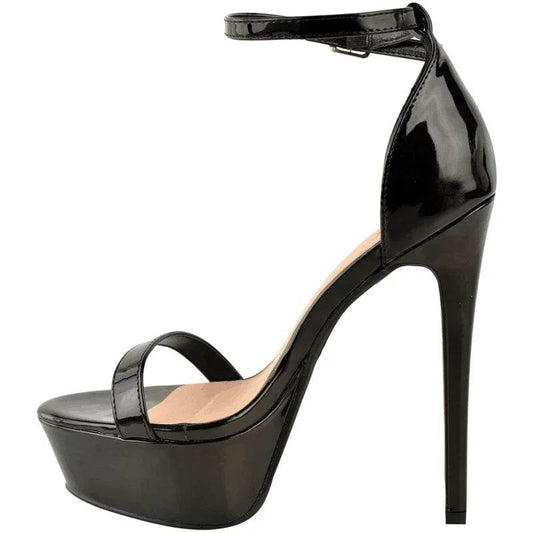 Buy Center Women’s Sexy Open Toe High Heel Sandals - Patent Leather - Buy Center UK