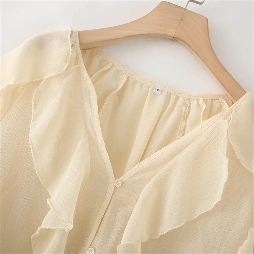 UNIZERA Women's V-Neck Shirt - Chic Long Sleeve Summer Style - Buy Center UK