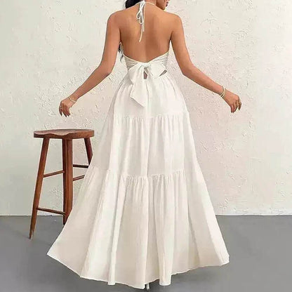 Mia Muse Summer Maxi Dress - Elegant Halter Neck, Ankle Length - Buy Center UK