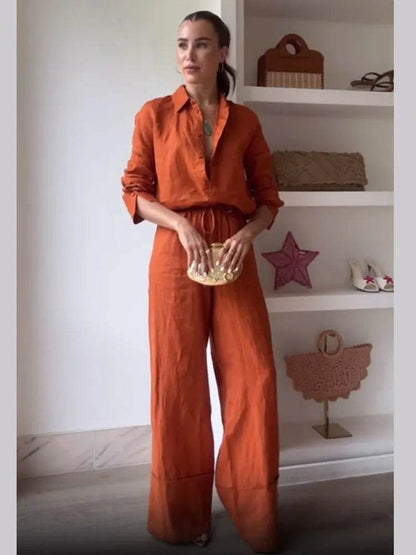 Buy Center Fashion Cotton Linen Pants Set - Elegant Summer Outfit - Buy Center UK