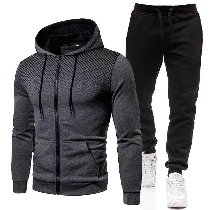 Buy Center Fashion Print Tracksuit for Men - Stylish Zipper Hoodie Set - Buy Center UK