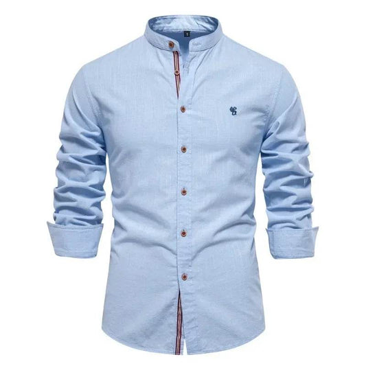 Buy Center Men's Fashion Business Shirt - Cotton Linen Long Sleeve - Buy Center UK