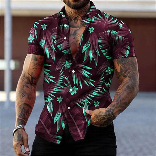Buy Center Men's Black and Gold Flower Shirt - Hawaiian Style Summer - Buy Center UK