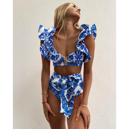 Buy Center 2025 Print High Waist Bikini - Push Up, Backless Design - Buy Center UK