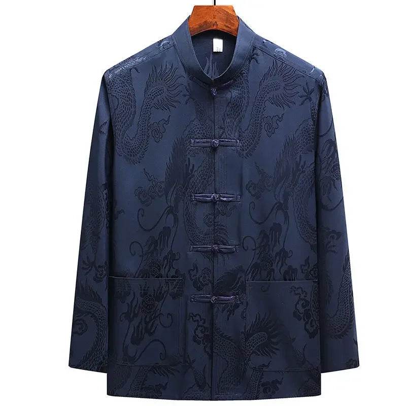 Buy Center Casual Ice Silk Tang Suit - Plus Size, Loose Fit for Men - Buy Center UK