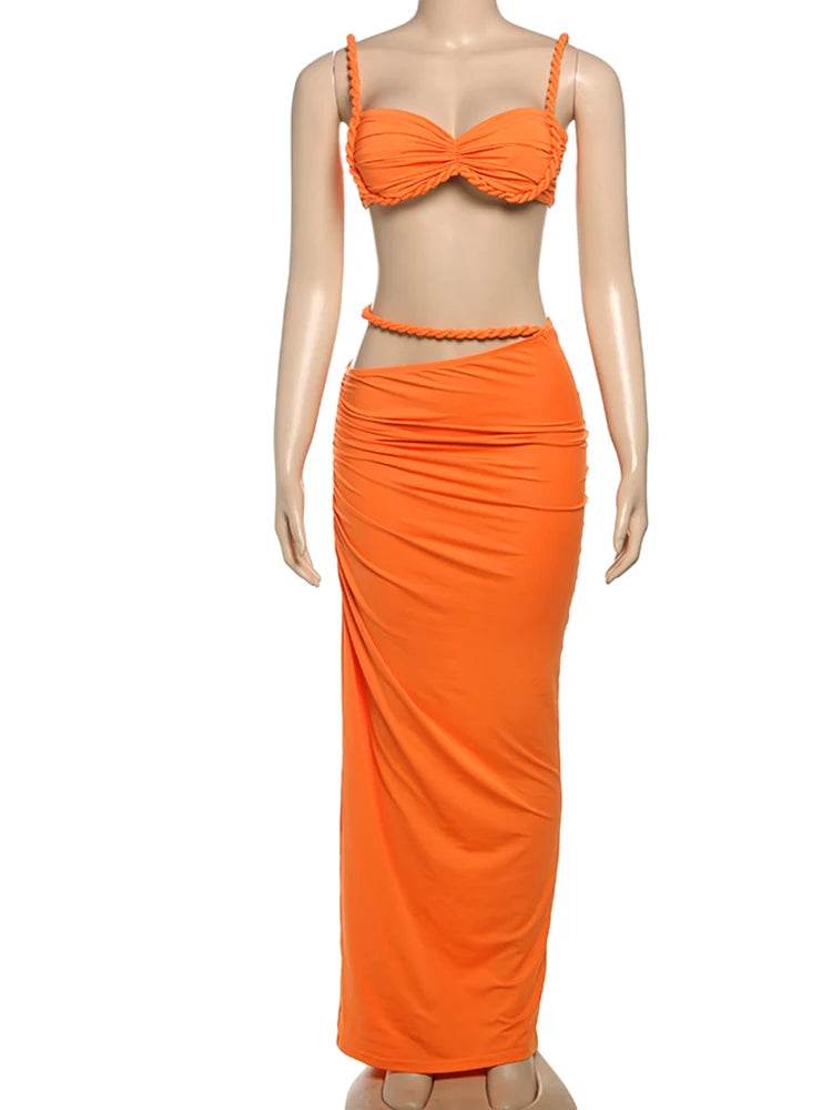Weird Puss Square Collar 2 Piece Set - Chic Summer Bra & Skirt - Buy Center UK