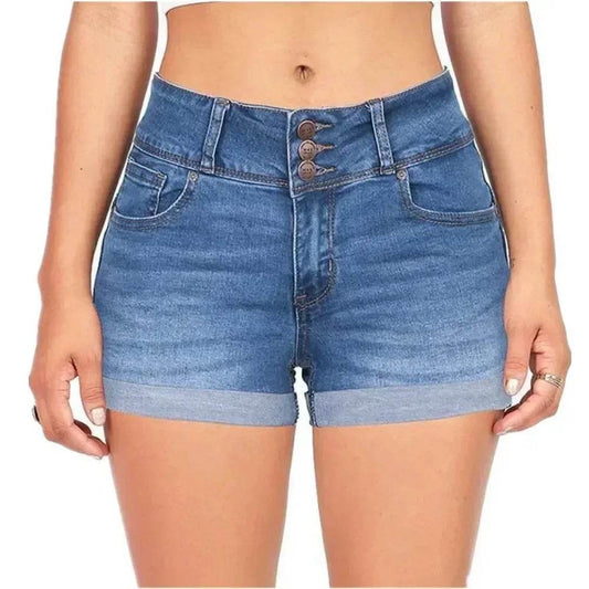 Buy Center Women's Summer Denim Shorts - Stretch Fabric, High Waist - Buy Center UK
