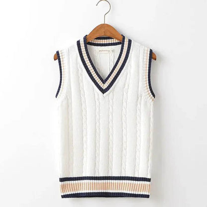Buy Center Men's Thicken V-neck Sweater Vest - Striped Retro Chic - Buy Center UK