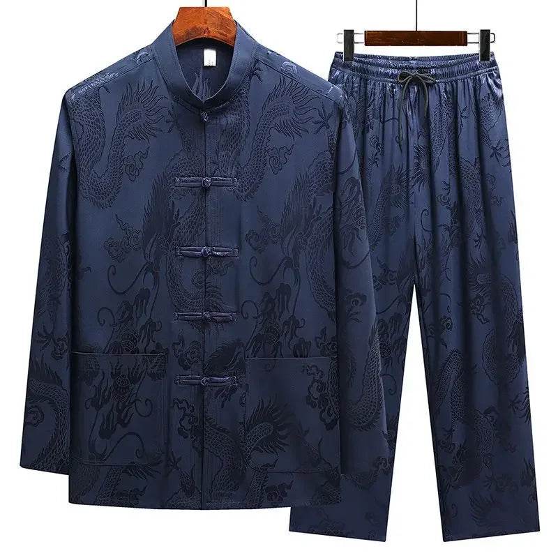 Buy Center Casual Ice Silk Tang Suit - Plus Size, Loose Fit for Men - Buy Center UK