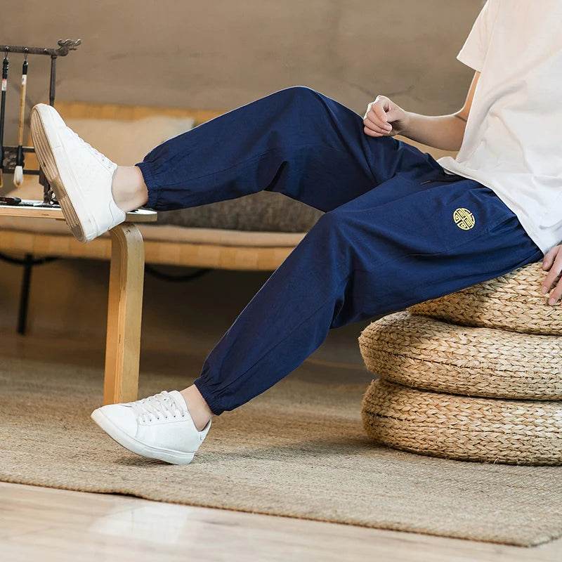 Buy Center Summer Casual Cotton Linen Ninth Pants - Loose Harem Style - Buy Center UK