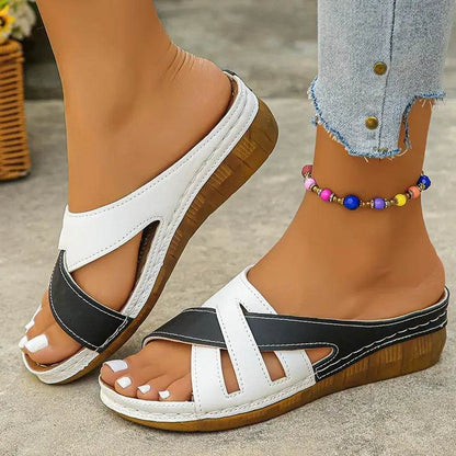 KUIDFAR Women's Mixed Color Wedge Sandals - Casual Summer Footwear - Buy Center UK