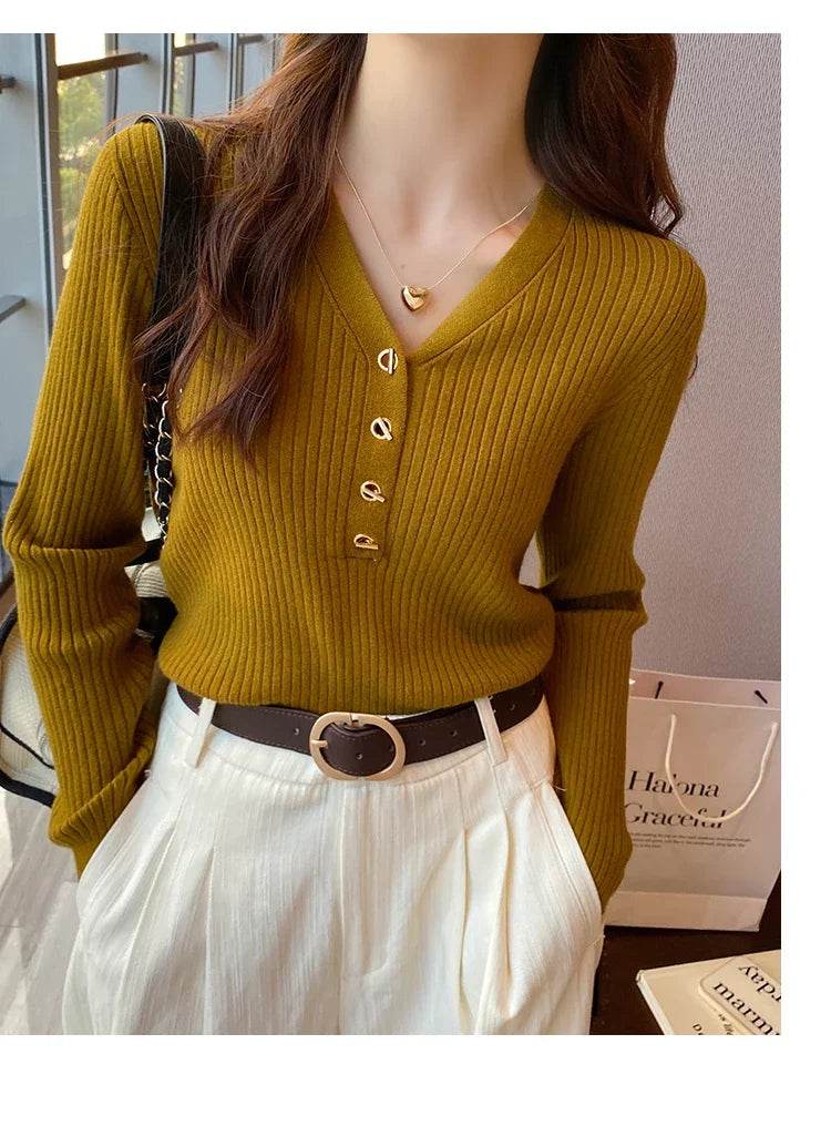 Buy Center Women's Knitted Pullover Sweater - Casual Slim Fit Style - Buy Center UK