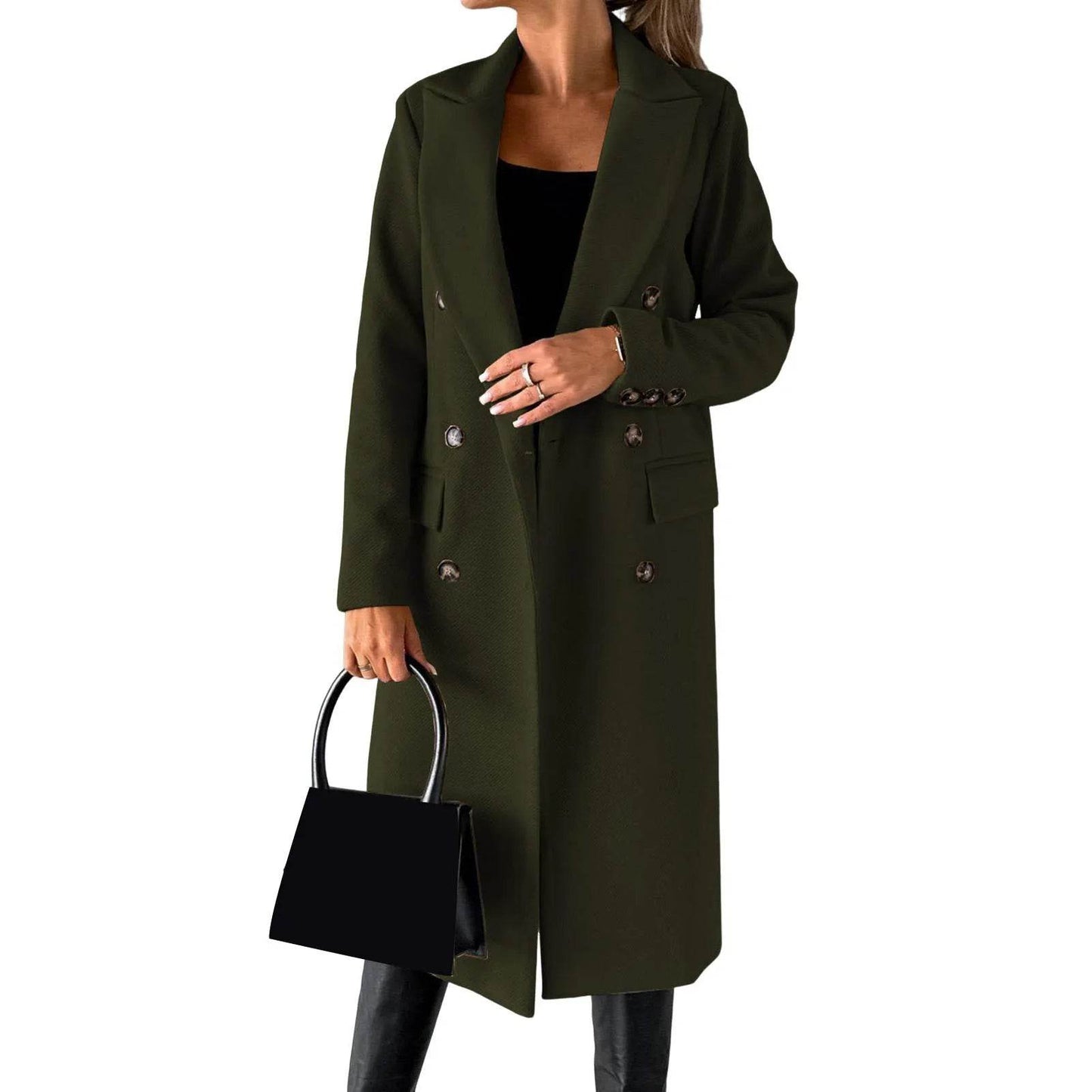 Buy Center Winter Women Overcoat - Double-Breasted Turn-Down Collar - Buy Center UK