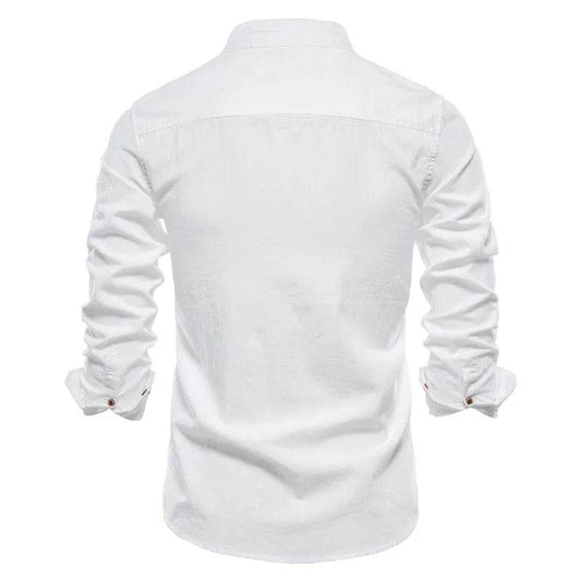 Buy Center Men’s 100% Cotton Solid Color Shirt - Elegant Embroidery - Buy Center UK