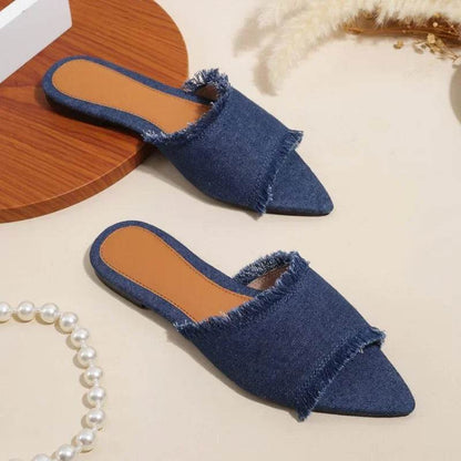 Buy Center Women’s Summer Cowboy Slippers - Casual Pointed Toe Slides - Buy Center UK