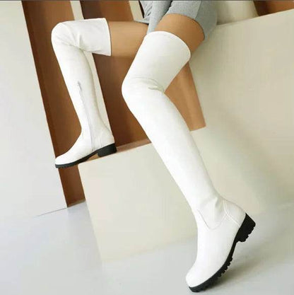 Buy Center Big Size 47 White Thigh High Boots - Comfortable PU Leather - Buy Center UK