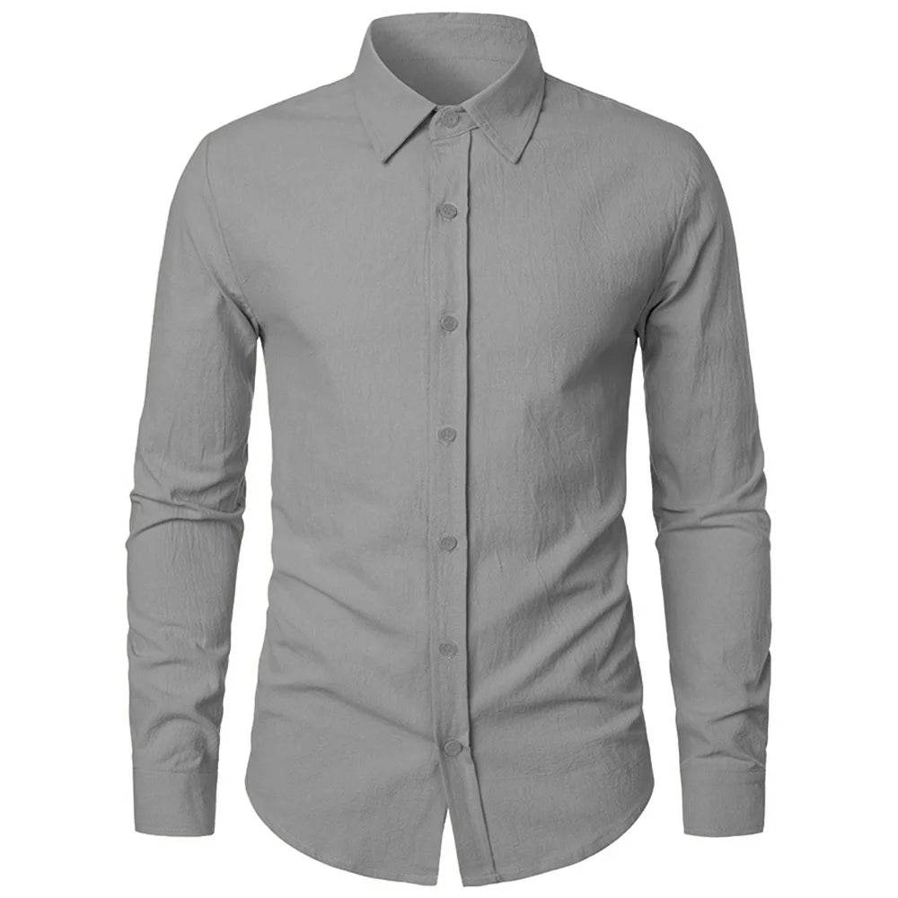 Buy Center Cotton Linen Shirt - Slim Fit Long Sleeve for Men - Buy Center UK